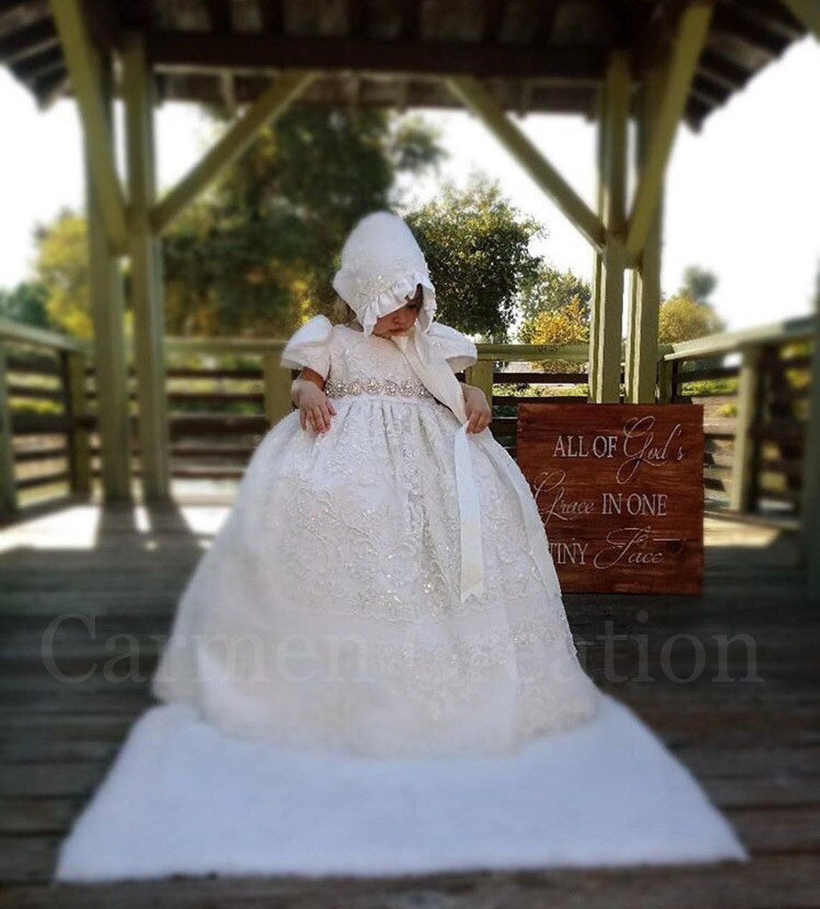 Baby Baptism Dress Long Lace Princess Newborn Baby Christening Gowns 1 Year  Birthday Party Wedding Infant Christening Dress - AliExpress